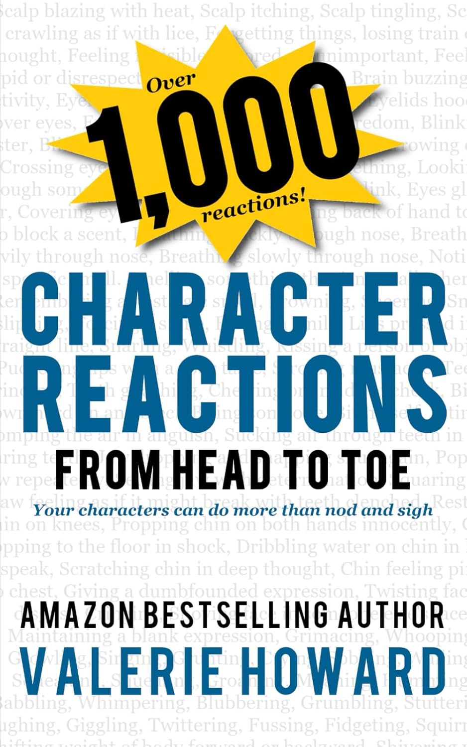Indie Author Resources 1 - Character Reactions from Head to Toe
